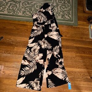 Cupshe Black and Cream Tropical Jumpsuit